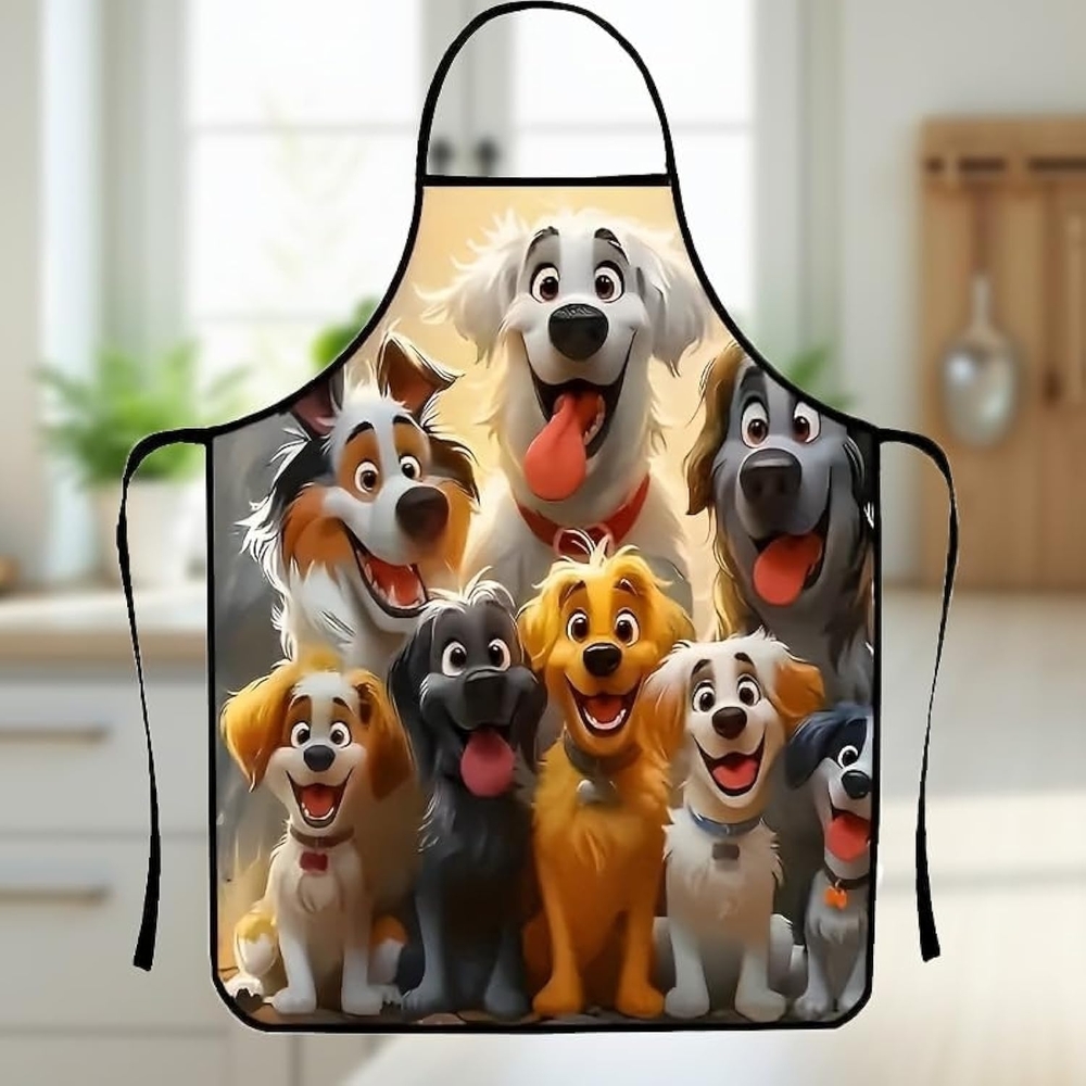 Dog Lovers Apron with Colorful Cartoon Design
